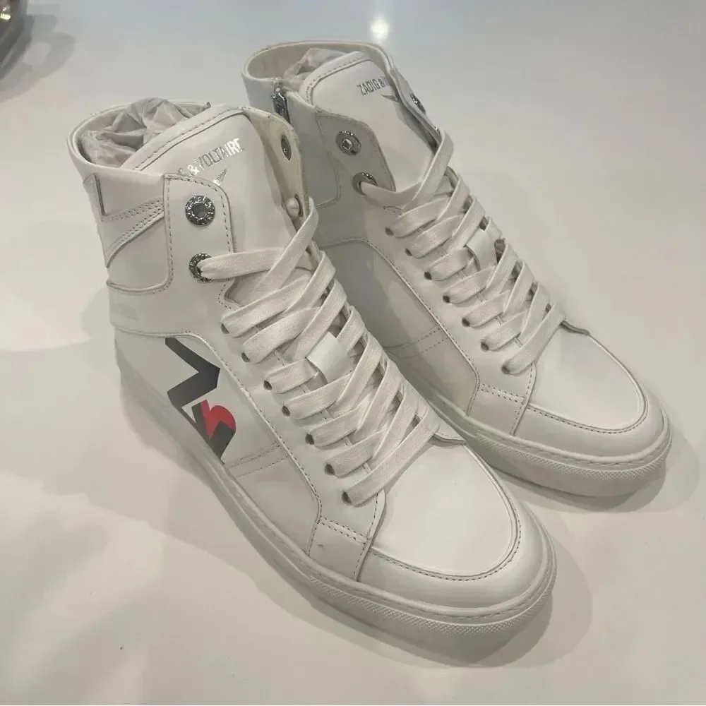 ZADIG & VOLTAIRE Logo High Top Zip leather women’s Sneakers athletic shoes New